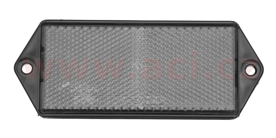 univerzální odrazka obdélník, s držákem k uchycení na dva šrouby, bílá (127x51 mm)