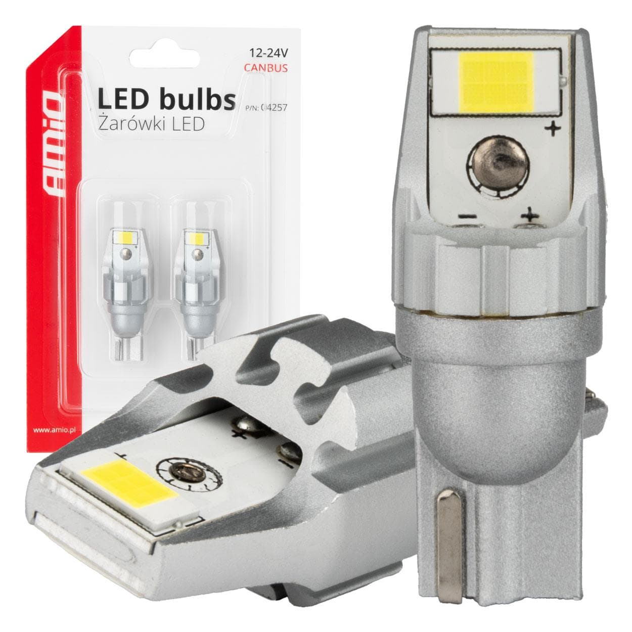 LED CANBUS T15 W16W 2SMD 3570 Biela 12V 24V žiarovky AMiO-04257