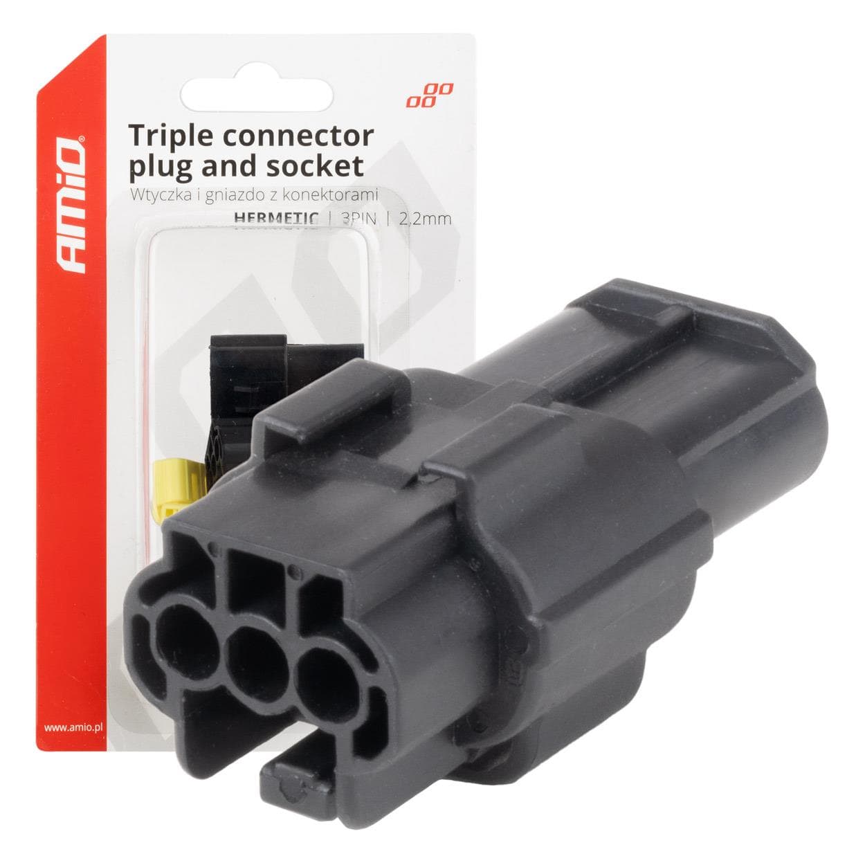 Sada elektrických konektorov vodotesných 3 PIN 2,2 mm AMiO-04347
