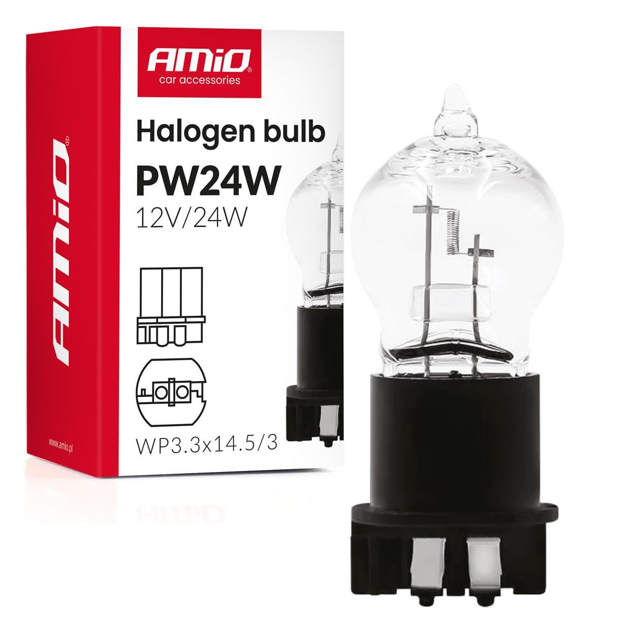 Halogénová žiarovka PW24W WP3.3x14.5-3 24W 12V AMiO-04409