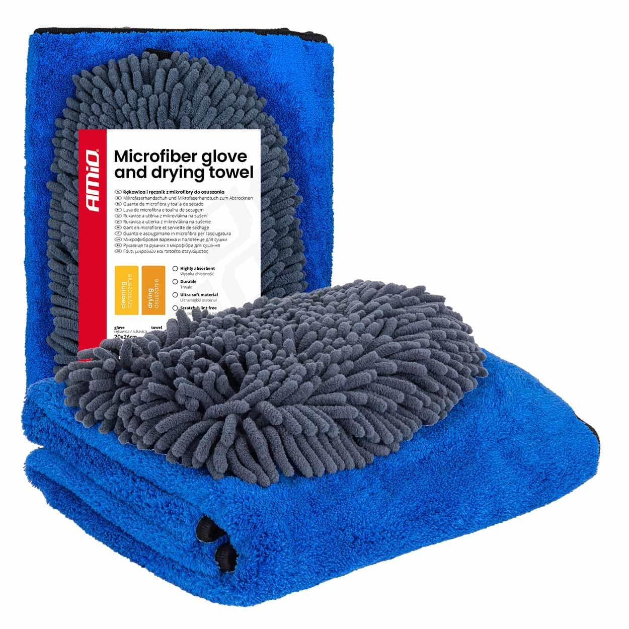 Rukavica a utierka na sušenie z mikrovlákna 94/800gsm 20x26/60x90xcm AMiO-04489