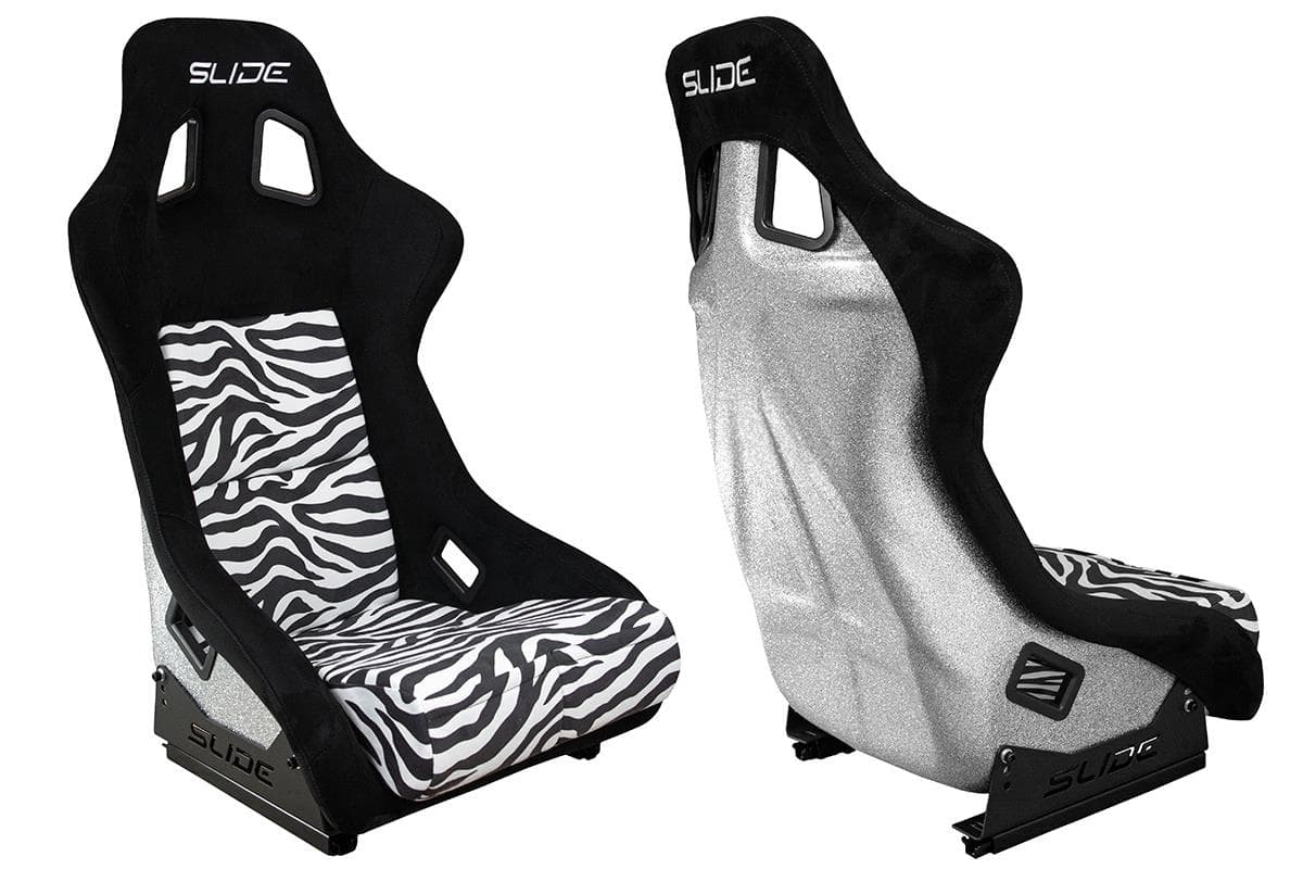 Športová sedačka SLIDE KS2 Premium Black & Zebra Suede Silver Glitter