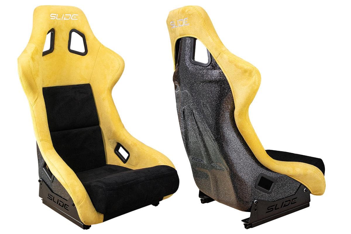 Športová sedačka SLIDE KS2 Premium Black & Yellow Suede Black Glitter
