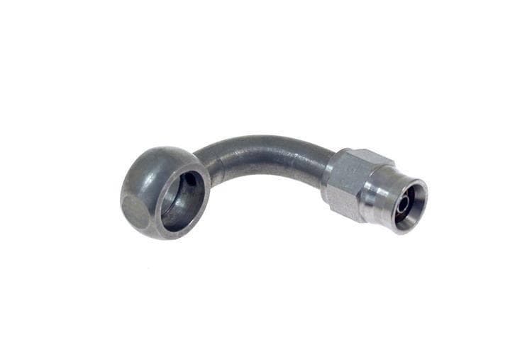 Koncovka hadice z nerezovej ocele, Banjo AN3 3/8", 11,2 mm, závit 32 UNEF, uhlový 90°