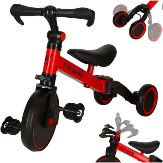Trojkolka TRIKE FIX MINI CROSS - COUNTRY 3V1 s pedálmi červená