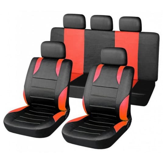 Poťahy sedadiel sada 9ks SPORT červené AIRBAG