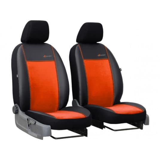 Autopoťahy Exclusive Alcantara 1+1 predné (Alcantara-koža) tehlovo červeno-čierne