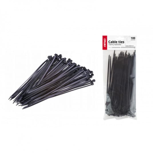 Sťahovacie pásky čierne 2,5x100mm - 100 ks
