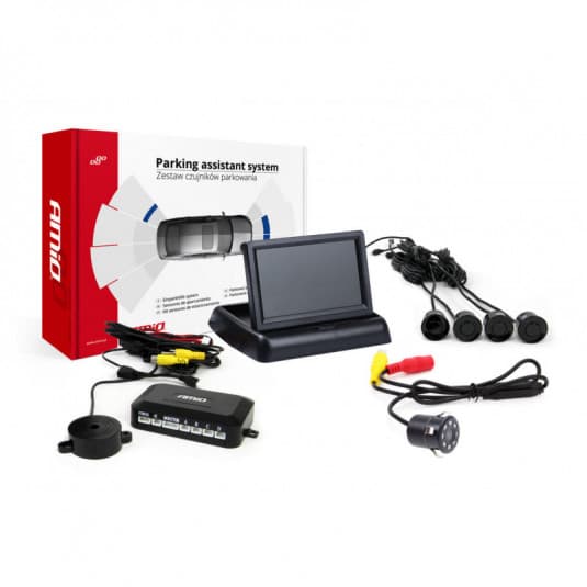 Asistenty parkovania TFT02 4,3" s kamerou HD-307 IR, 4-senzorové, čierne