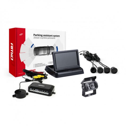 Asistenty parkovania TFT02 4,3" s kamerou HD-501-IR 4-senzorové, čierne