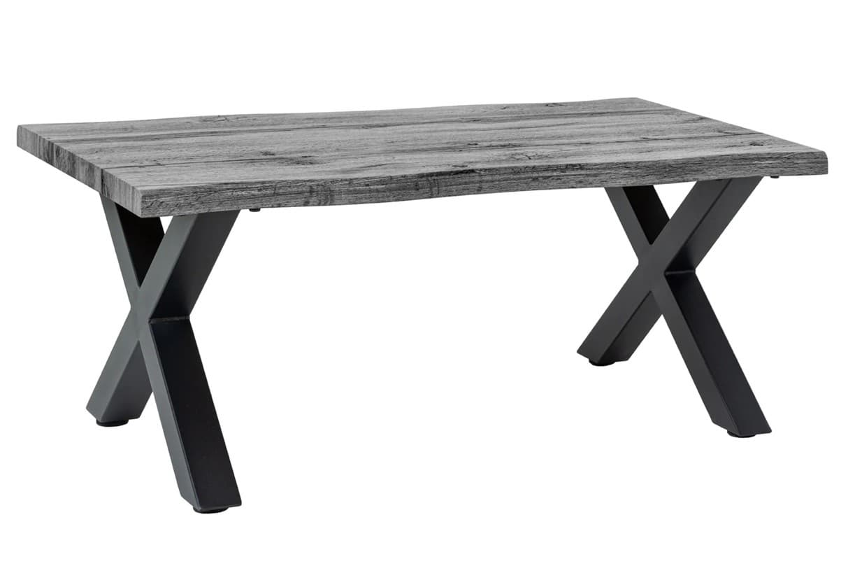Estila Industriálny obdĺžnikový konferenčný stolík Wild s prekríženými nožičkami z kovu v čiernej farbe 90 cm
