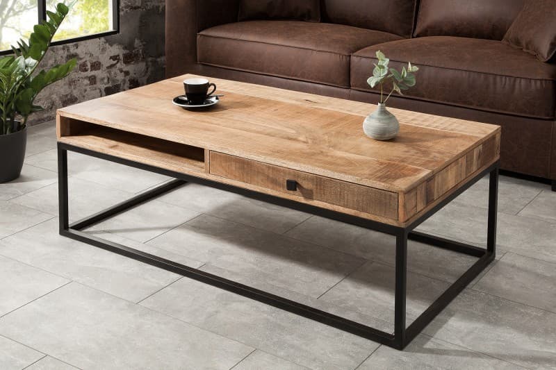 Estila Dizajnový konferenčný stolík z masívu Steele Craft 100cm