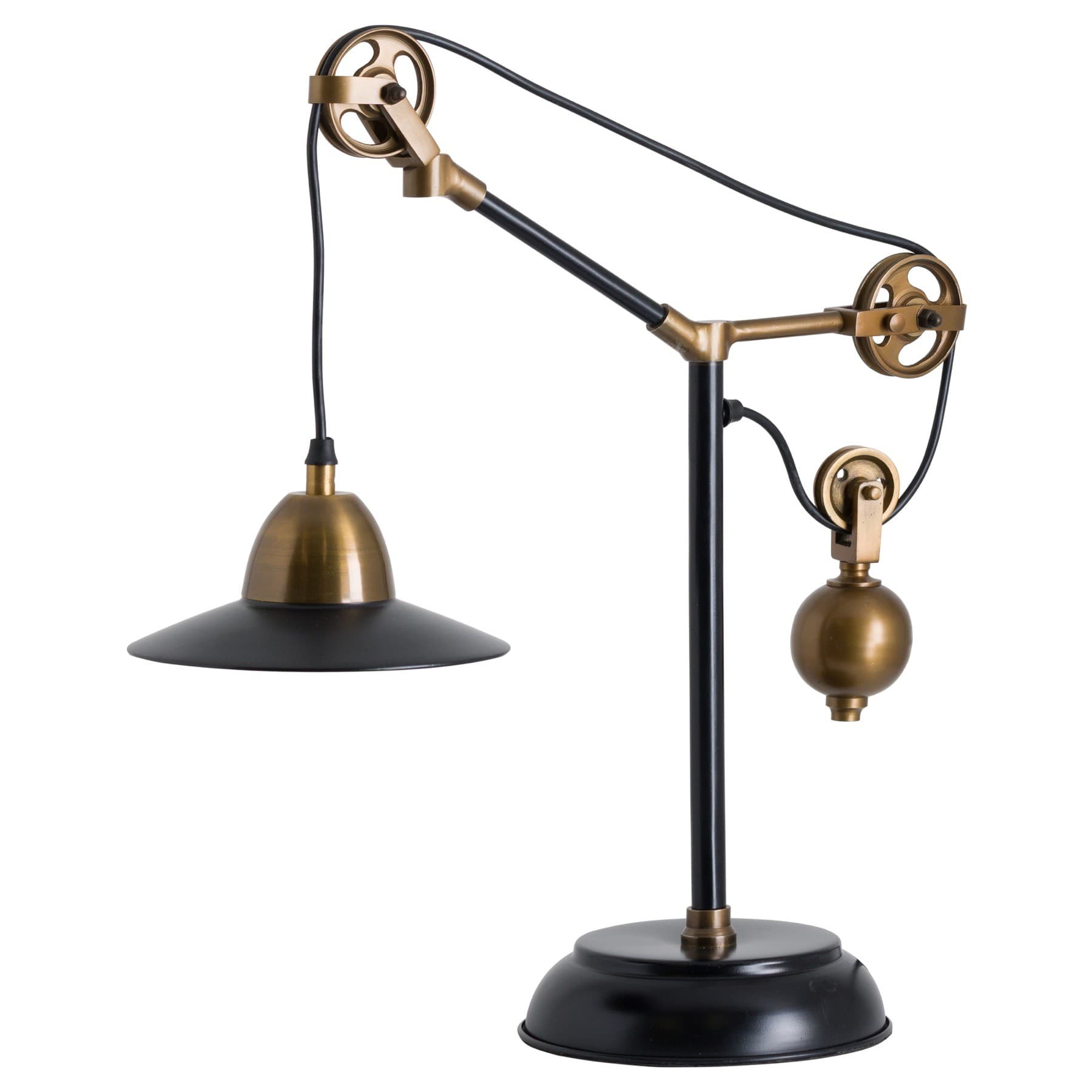 Estila Industriálna čierna kovová lampa Brooklyn s mosadznými prvkami 43cm