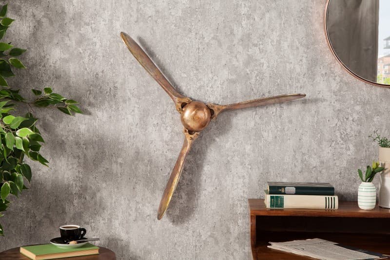 Estila Industriálna nástenná dekorácia Vrtuľa v medenej farbe 60cm