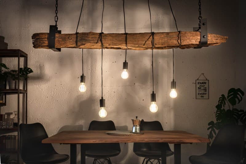 Estila Industriálna závesná lampa Barracuda z masívneho dreva a kovu 152cm