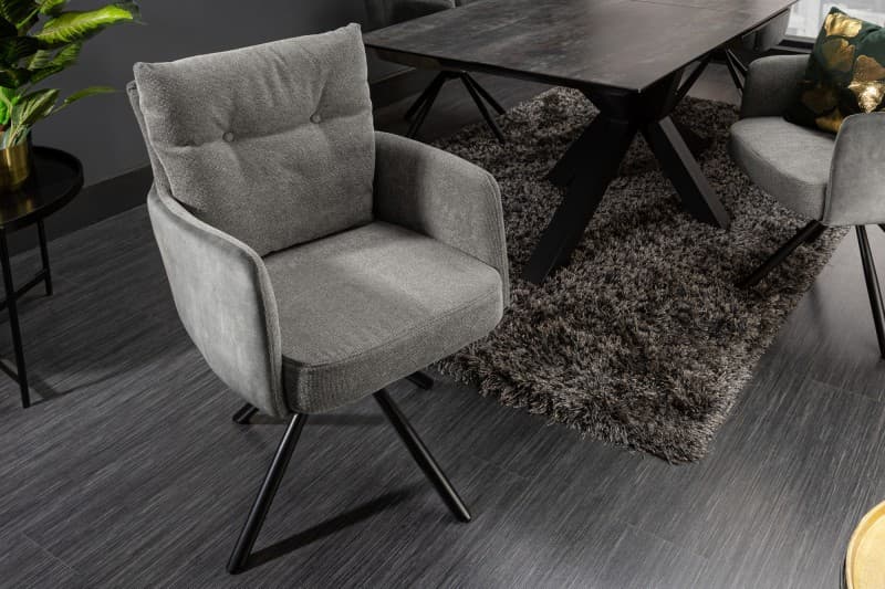 Estila Moderná otočná stolička Laggan so sivými opierkami na ruky a vysokým operadlom 90cm