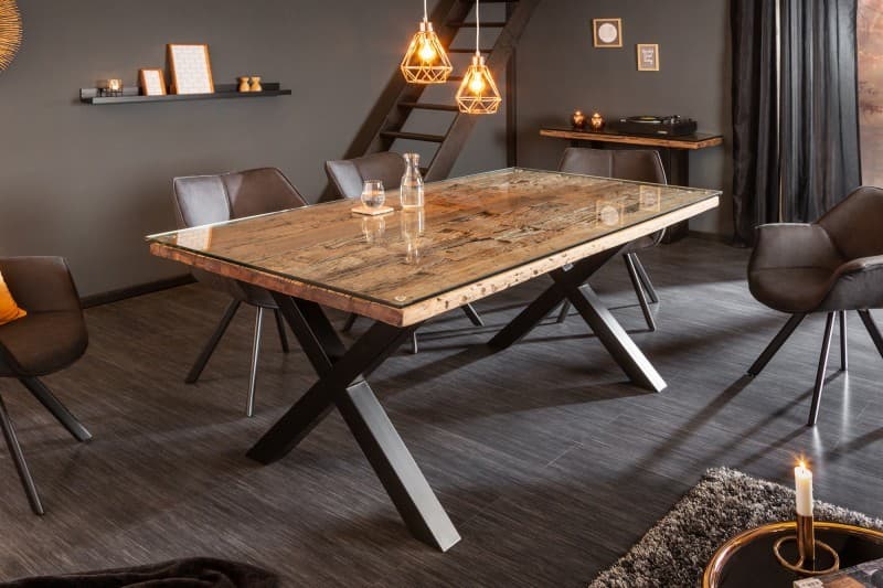 Estila Industriálny jedálenský stôl Barracuda z dreva s kovovými nohami 180cm