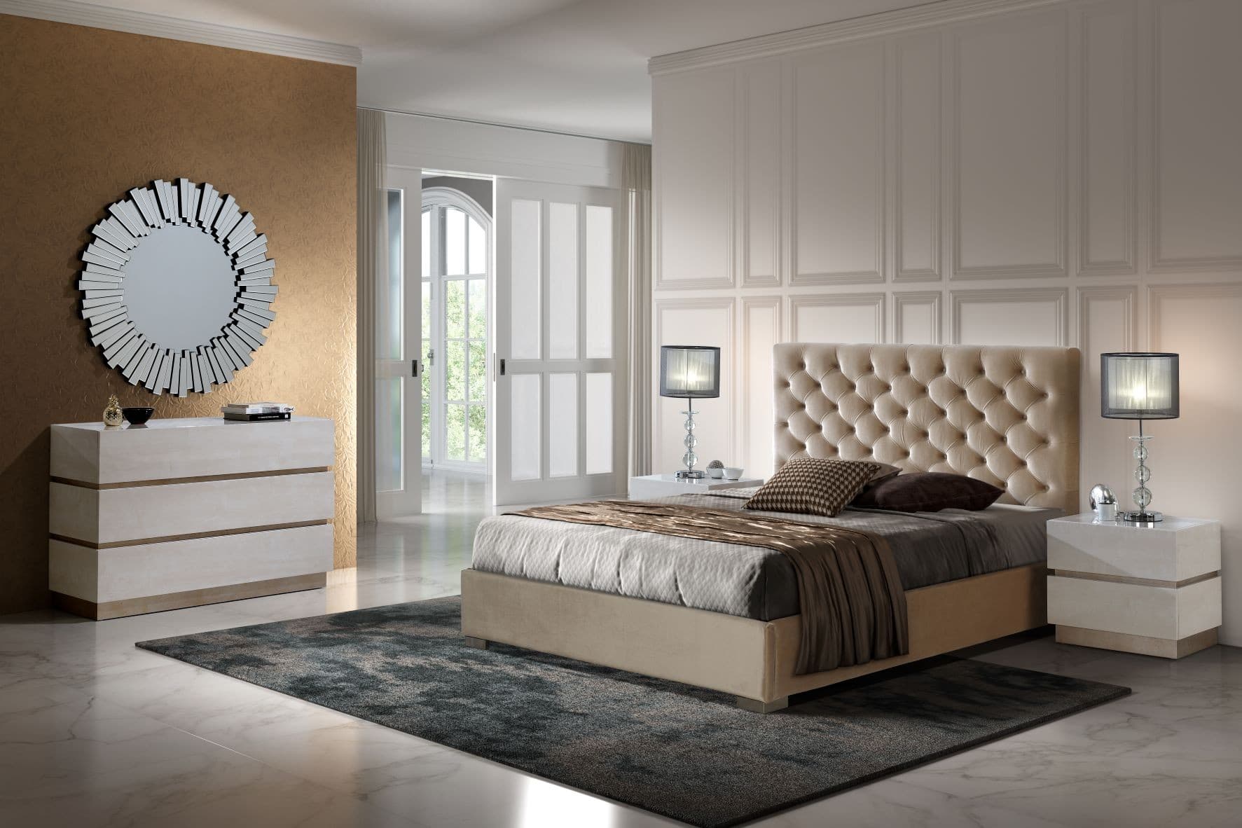 Estila Moderná čalúnená posteľ Gala s nadčasovým chesterfield prešívaním 140-180cm