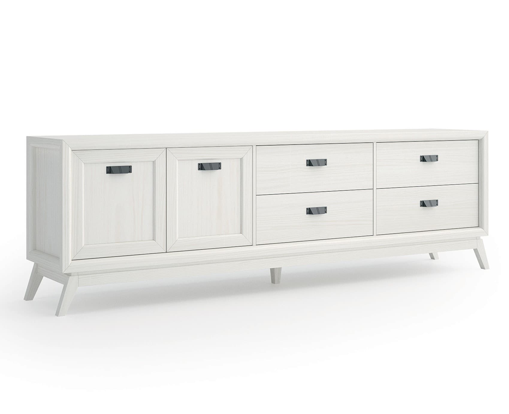 Estila Luxusný moderný TV stolík Rodas z masívneho dreva so štyrmi zásuvkami a dvoma dvierkami 229 cm