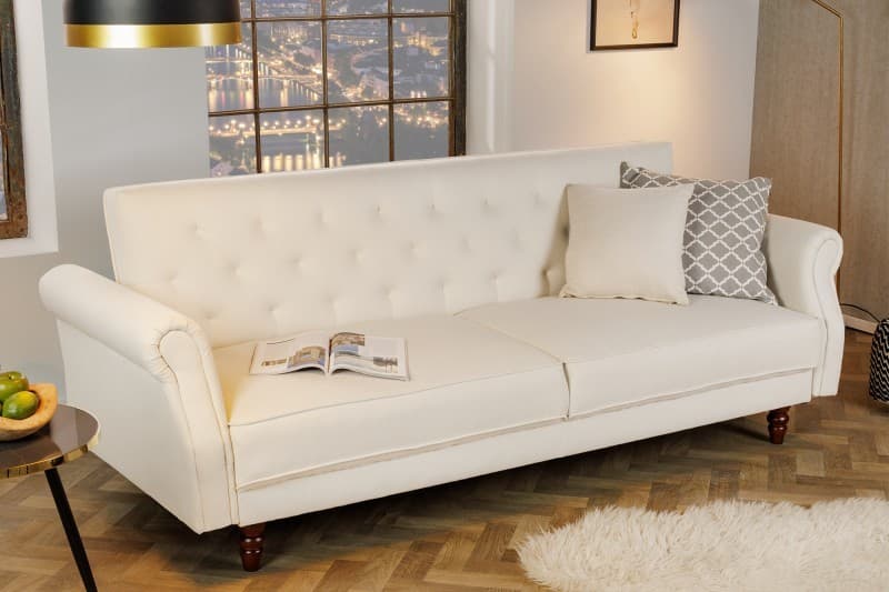 Estila Štýlová polohovateľná sedačka Maison Belle Affaire v bielom prevedení s chesterfield prešívaním 220cm