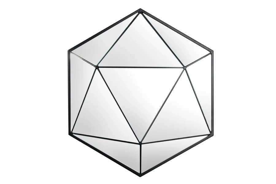 Estila Štýlové art deco moderné geometrické zrkadlo Diamont s čiernym kovovým rámom 62 cm