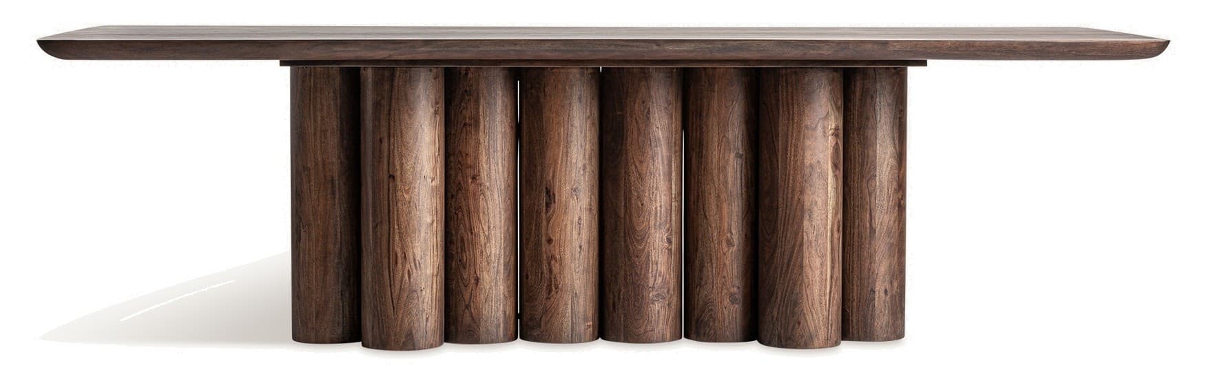 Estila Luxusný art deco masívny obdĺžnikový jedálenský stôl Nordas v hnedej farbe s atypickou nohou 260 cm