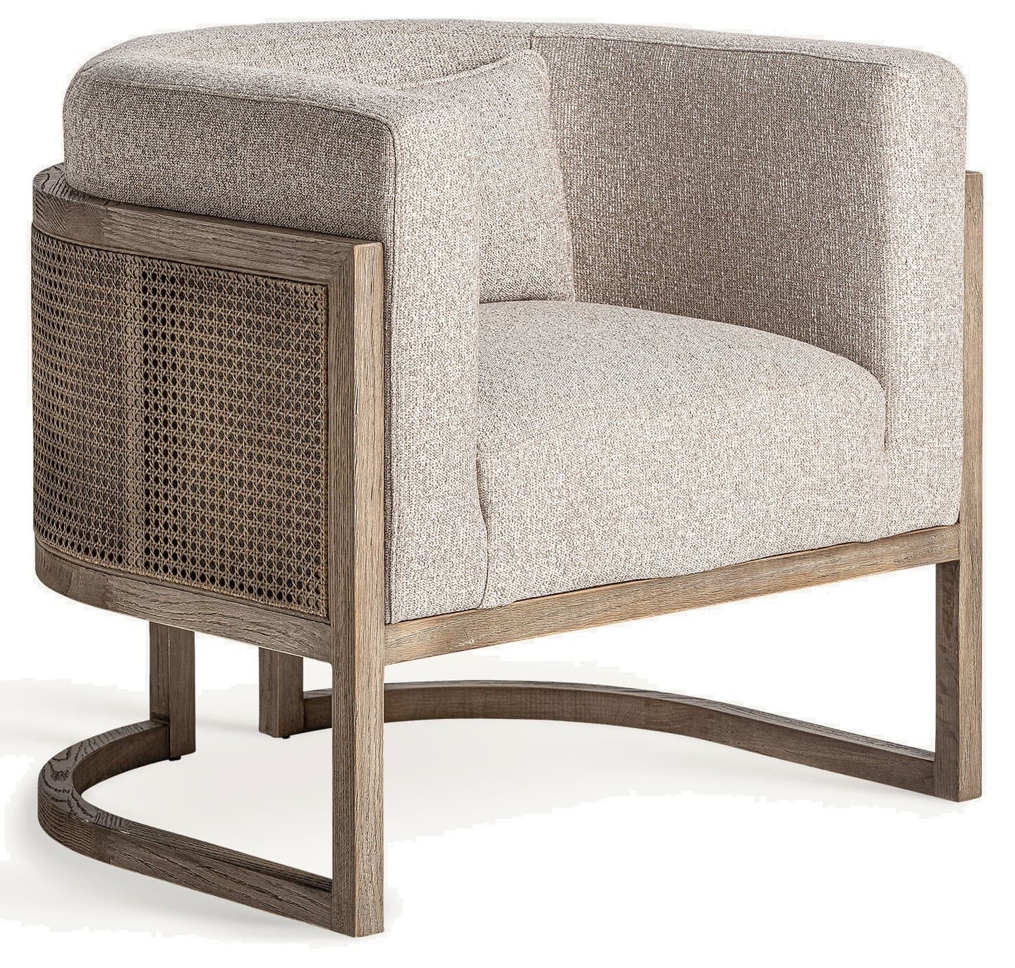 Estila Luxusné art deco čalúnené kreslo Aster s béžovým poťahom a hnedou masívnou konštrukciou s viedenským výpletom 84 cm