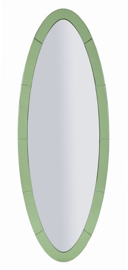Estila Moderné dizajnové oválne nástenné zrkadlo Retal so zeleným skleneným rámom 150 cm