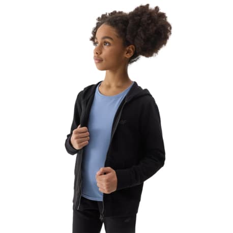 Dievčenská mikina so zipsom 4F JUNIOR SWEATSHIRT-4FJWSS24TSWSF0919-20S-DEEP BLACK