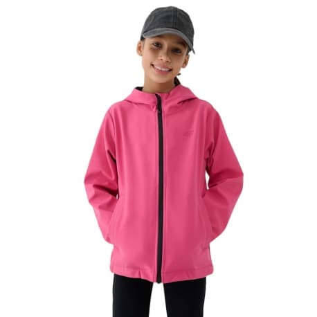 Dievčenská tréningová softshellová bunda s kapucňou 4F JUNIOR SOFTSHELL JACKET-JWSS25TSOFF305-54S-PINK