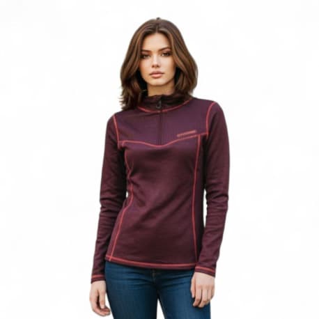 Dámska lyžiarska mikina s 1 2 zipsom FUNDANGO Vanda-398-aubergine