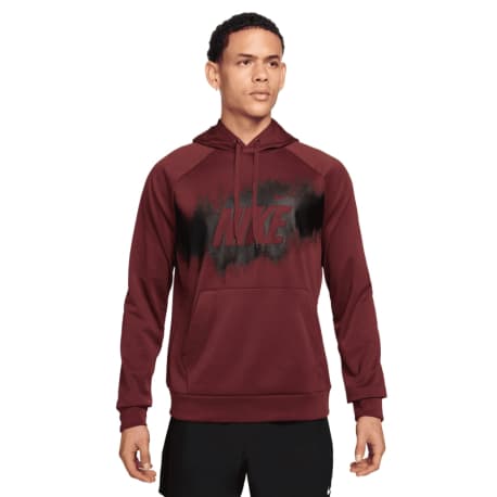 Pánska zateplená tréningová mikina s kapucňou NIKE M NK TF FLEECE PO HD GFX DARK TEAM RED