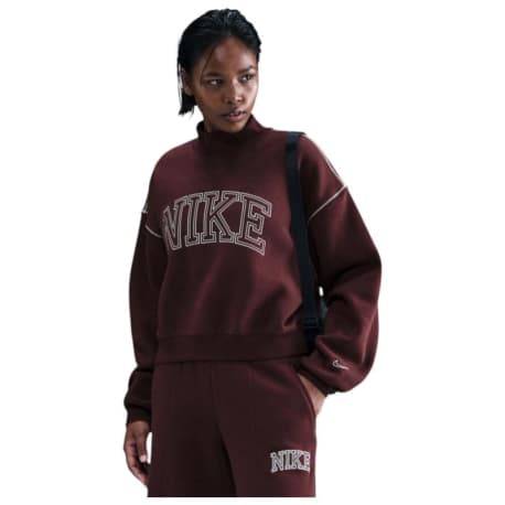 Dámska zateplená mikina NIKE W NSW PHNX FLC LOGO MOCK NECK BURGUNDY CRUSH