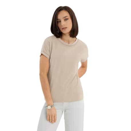 Dámske tričko s krátkym rukávom VOLCANO TM-EVENLY-BEIGE