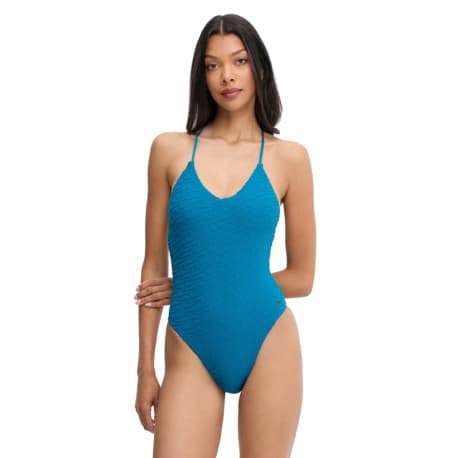 Dámske plavecké jednodielne plavky NIKE SWIM Swoosh Terry Towelling GREEN ABYSS