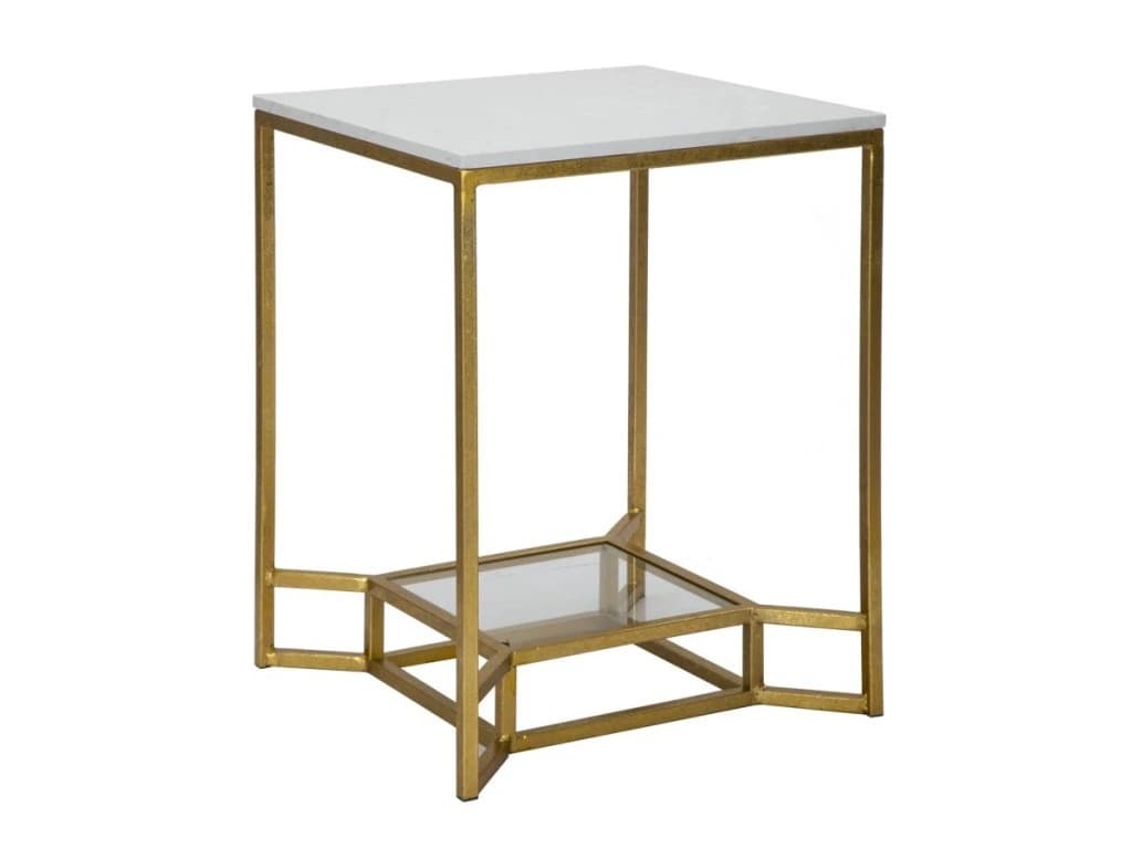 Odkladací stolík Dvojitý 47 cm zlatý/mramor