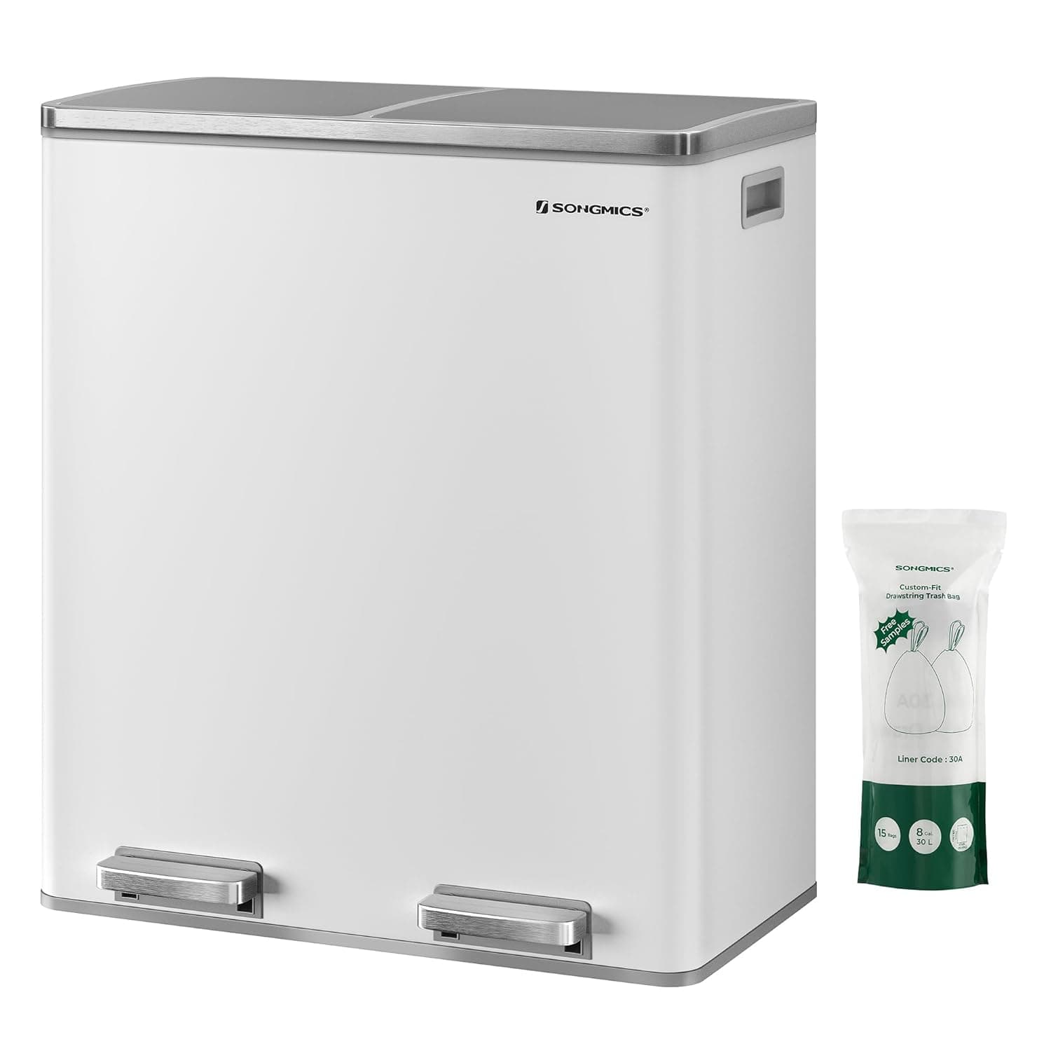 Odpadkový kôš s vekom JORDAN 2x30 l biely