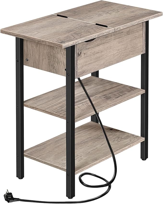 Odkladací stolík Vasagle Frenzy 48 cm s nabíjacou stanicou sivý/čierny