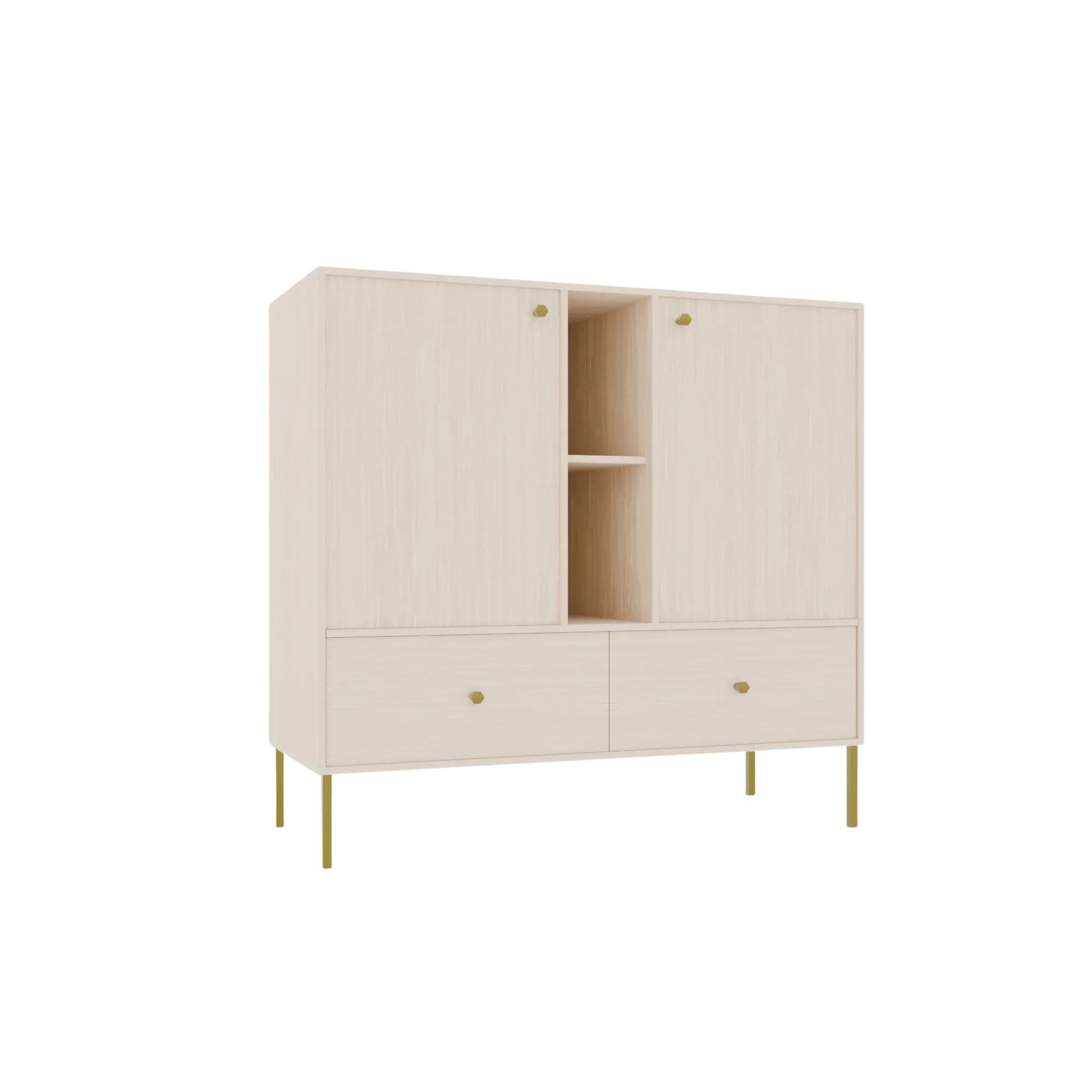 Komoda Tilina 2D 2S 2P 100 cm béžová/zlatá