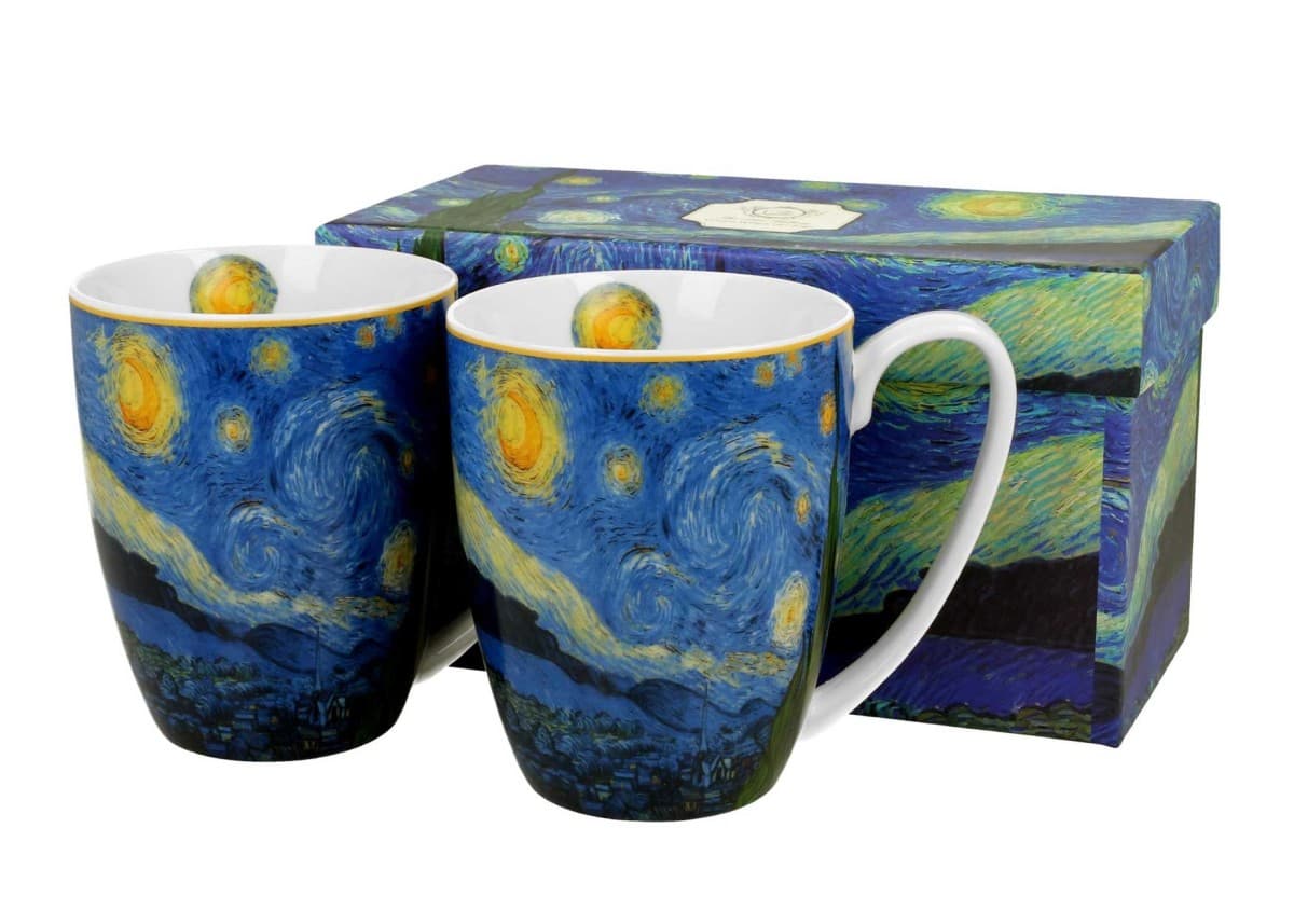 Súprava 2 ks porcelánových hrnčekov Van Gogh STARRY NIGHT 350 ml modrá