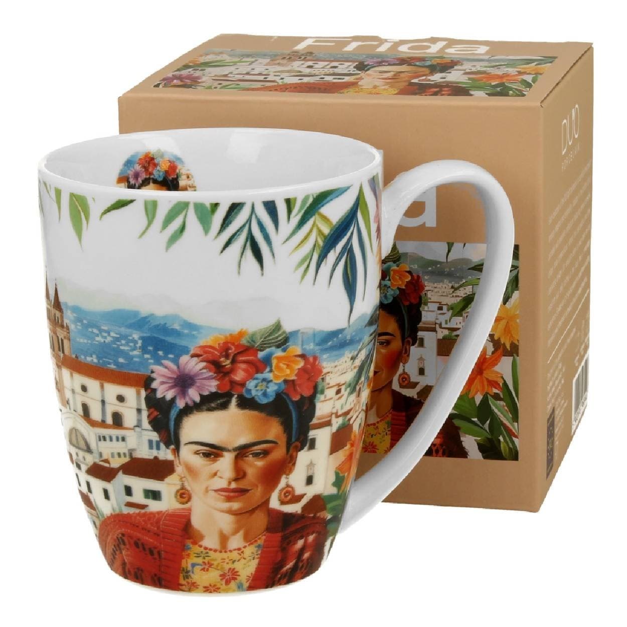 Porcelánový hrnček Classic Mexican Art Frida 360 ml krémovo biely