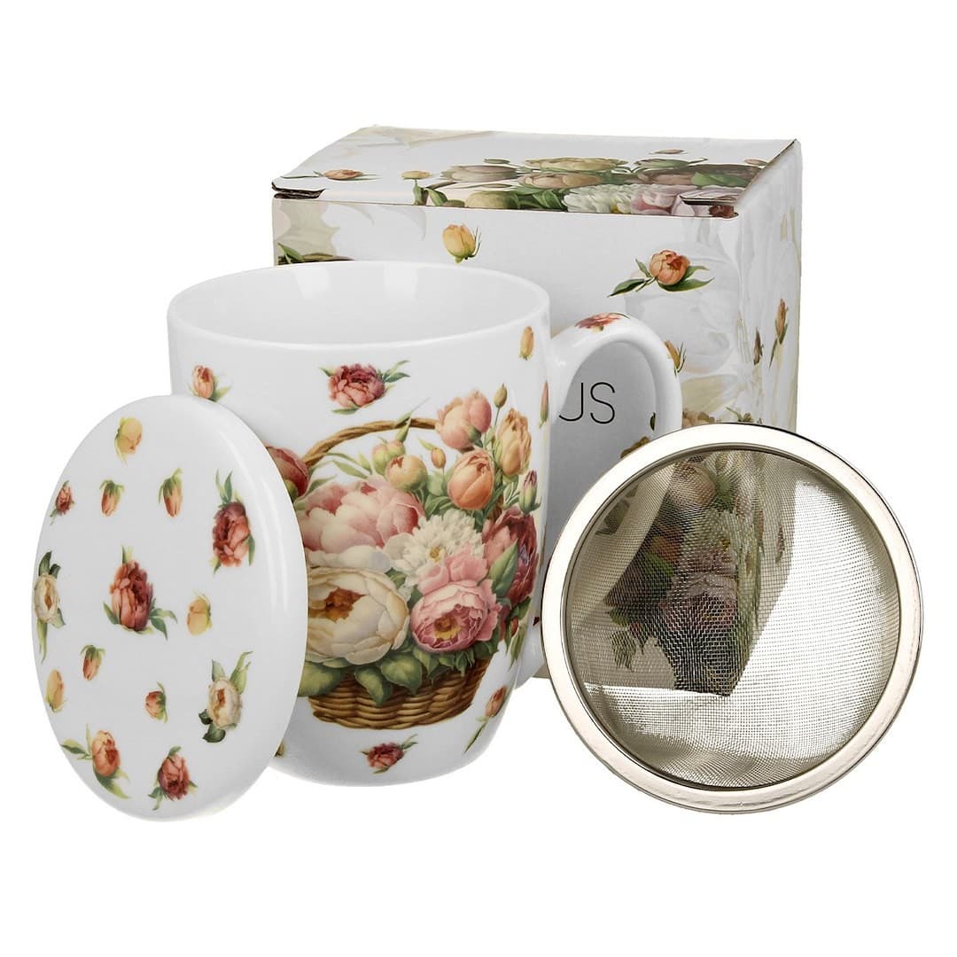 Porcelánový hrnček PIWONIE 350 ml so sitkom viacfarebný