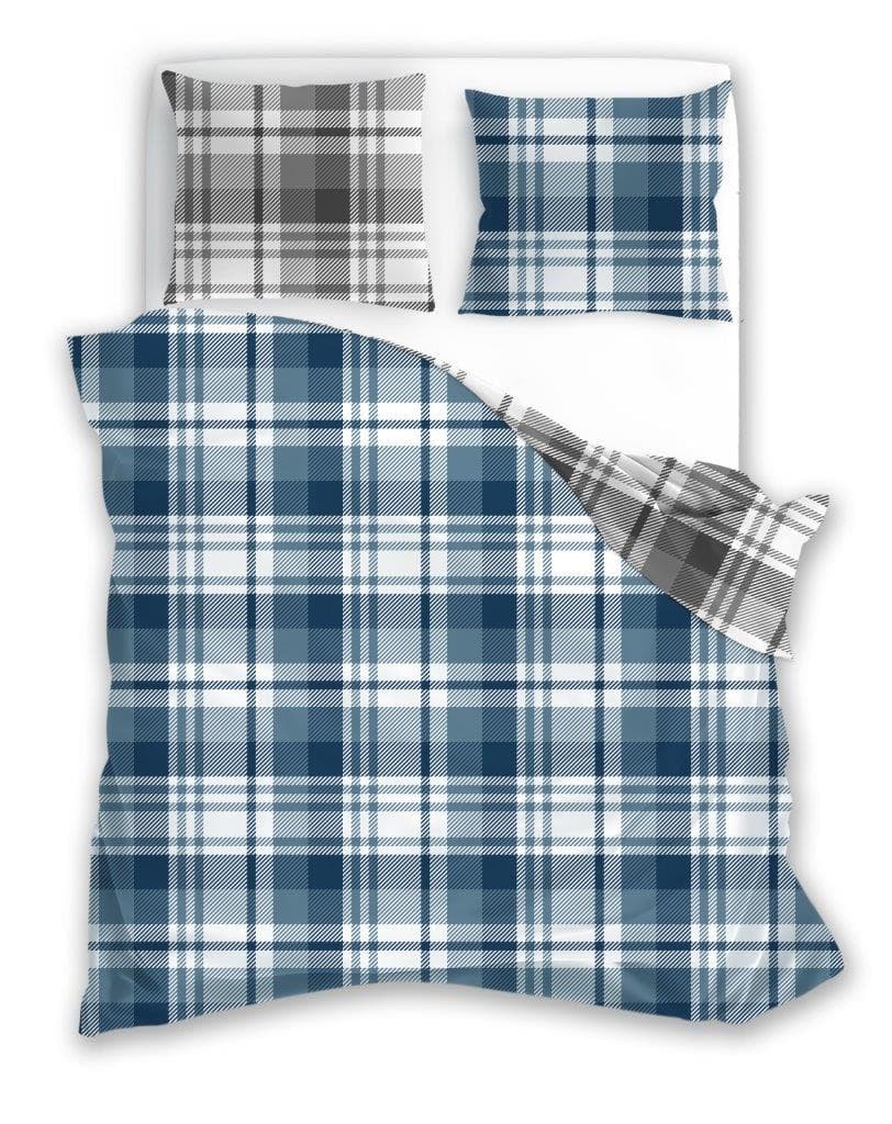 Flanelové obliečky Pure Flannel 010 140x200 cm + 70x90 cm modré/sivé