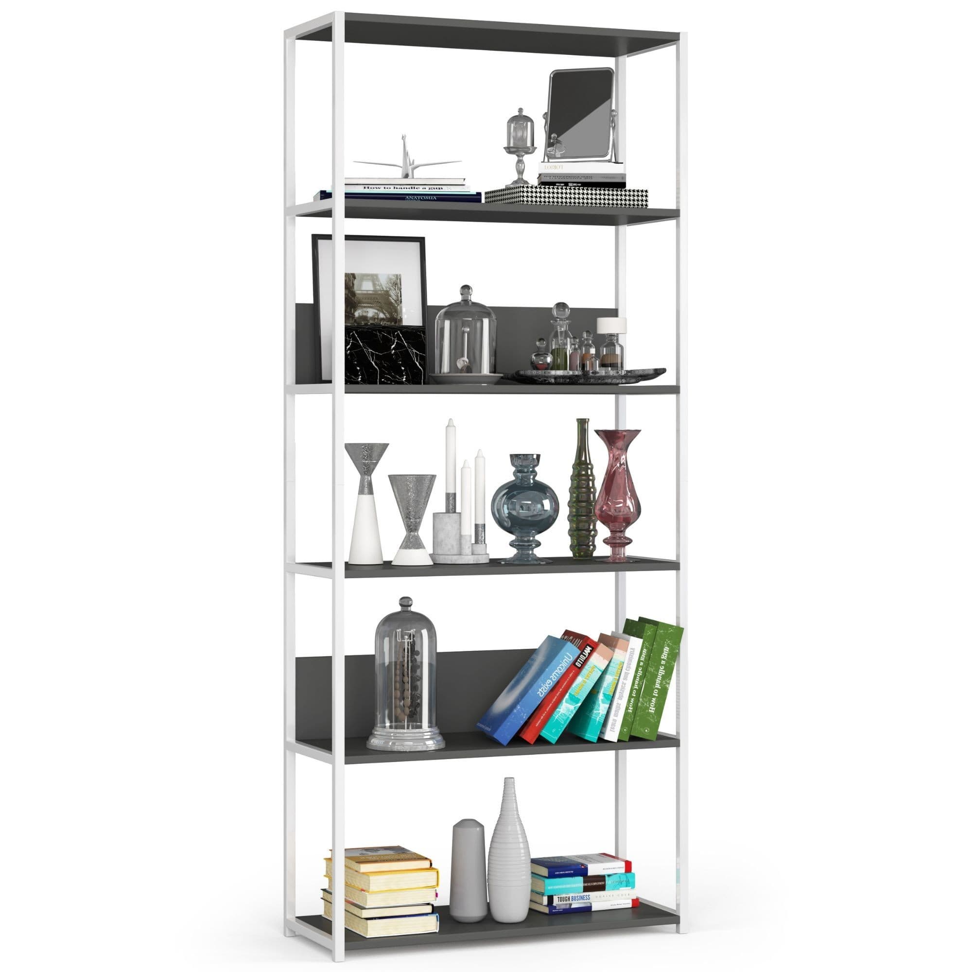 Regál LOFT 80 cm biely/šedý