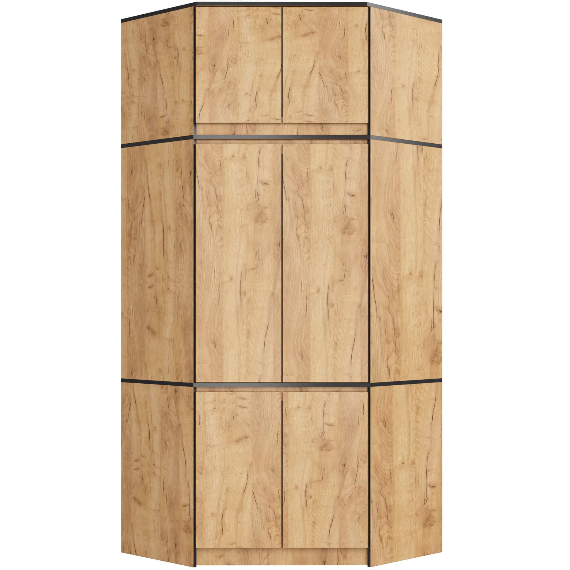 Rohová šatníková skriňa CLP 100 cm 6D dub craft
