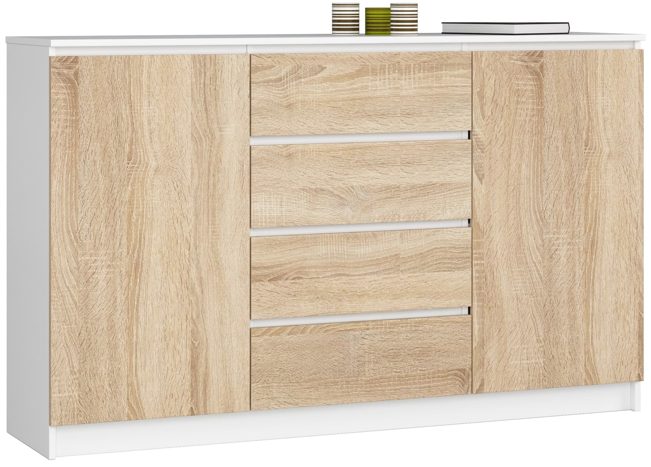 Komoda Tove K 160 cm biela/dub sonoma