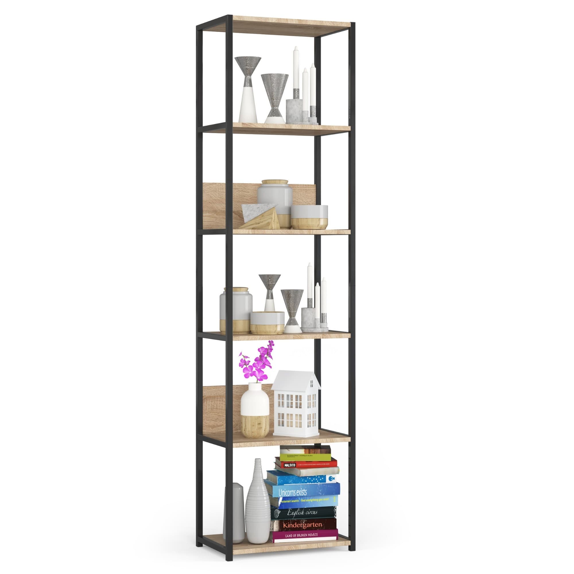 Industriálny regál Lamon 50 cm čierna/dub sonoma