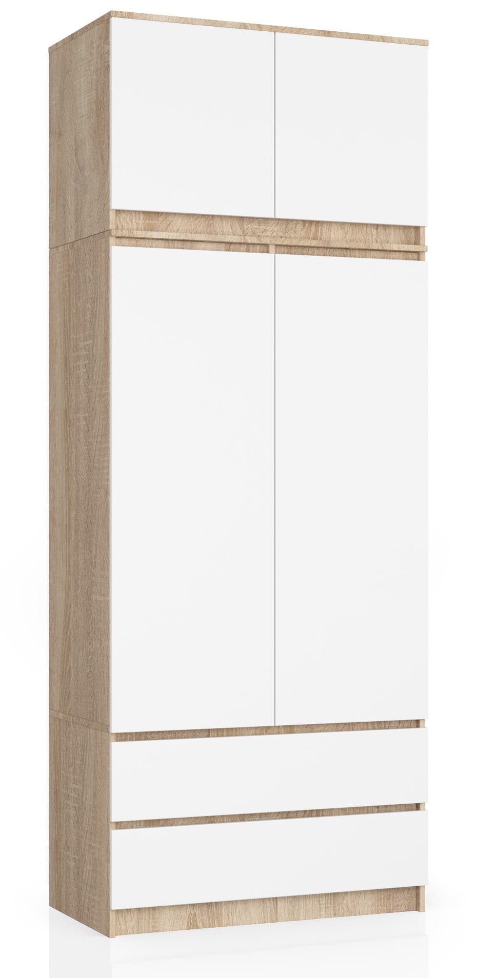 Šatníková skriňa s nadstavcom Star 90 cm dub sonoma/biela