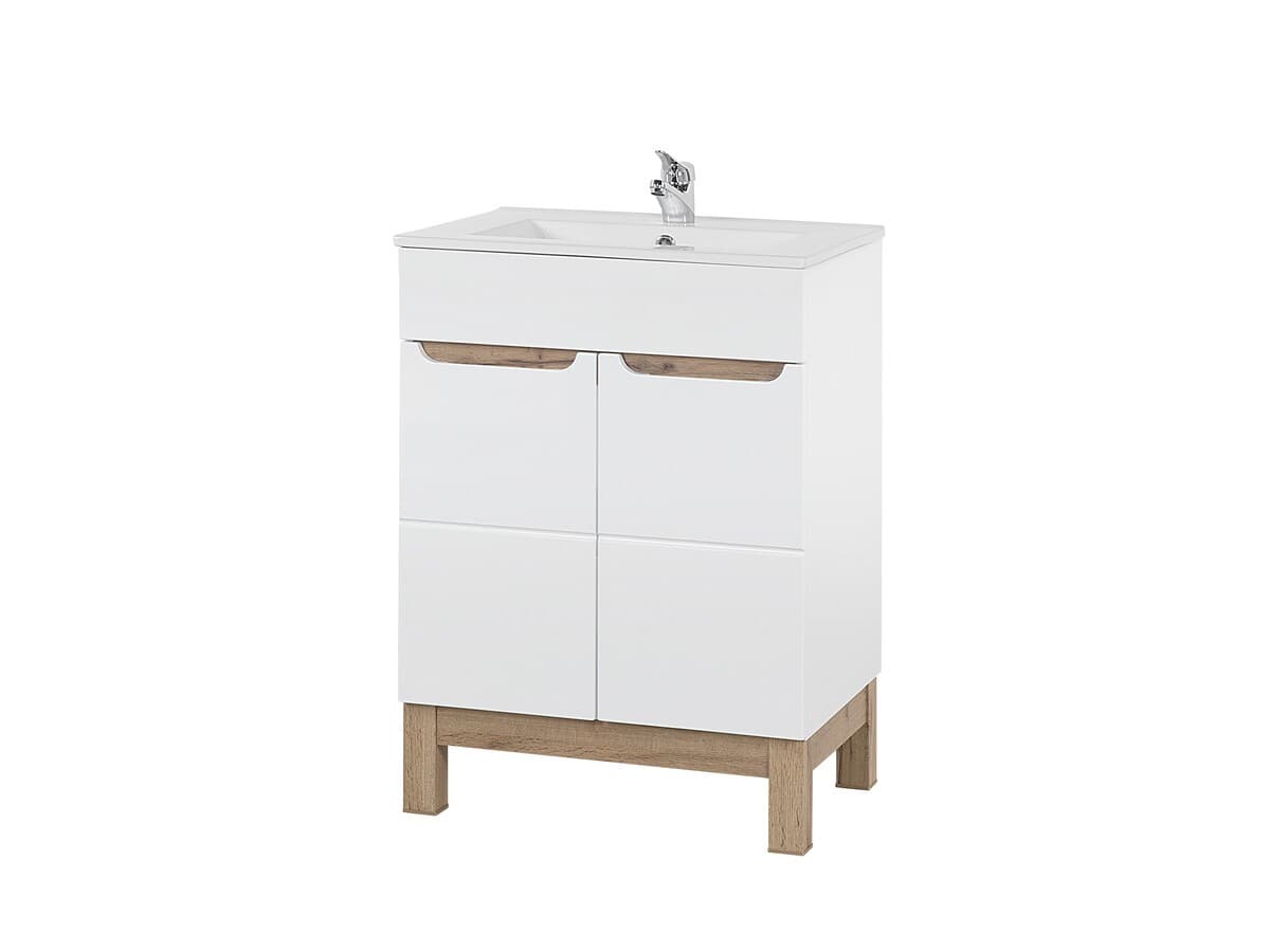Skrinka pod umývadlo Bali so zápustným umývadlom 60 cm biela/dub wotan
