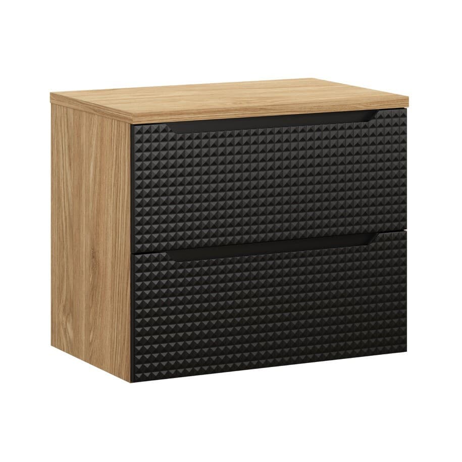 Závesná skrinka pod umývadlo Luxor Black s doskou 70 cm dub olejovaný/čierna